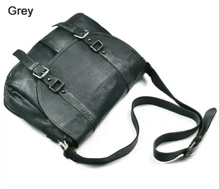 LYVIO Genuine Leather Vintage Brown Messenger Crossbody Bag
