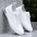LYVIO Men's White Faux Leather Low Top Slip-On Sneakers