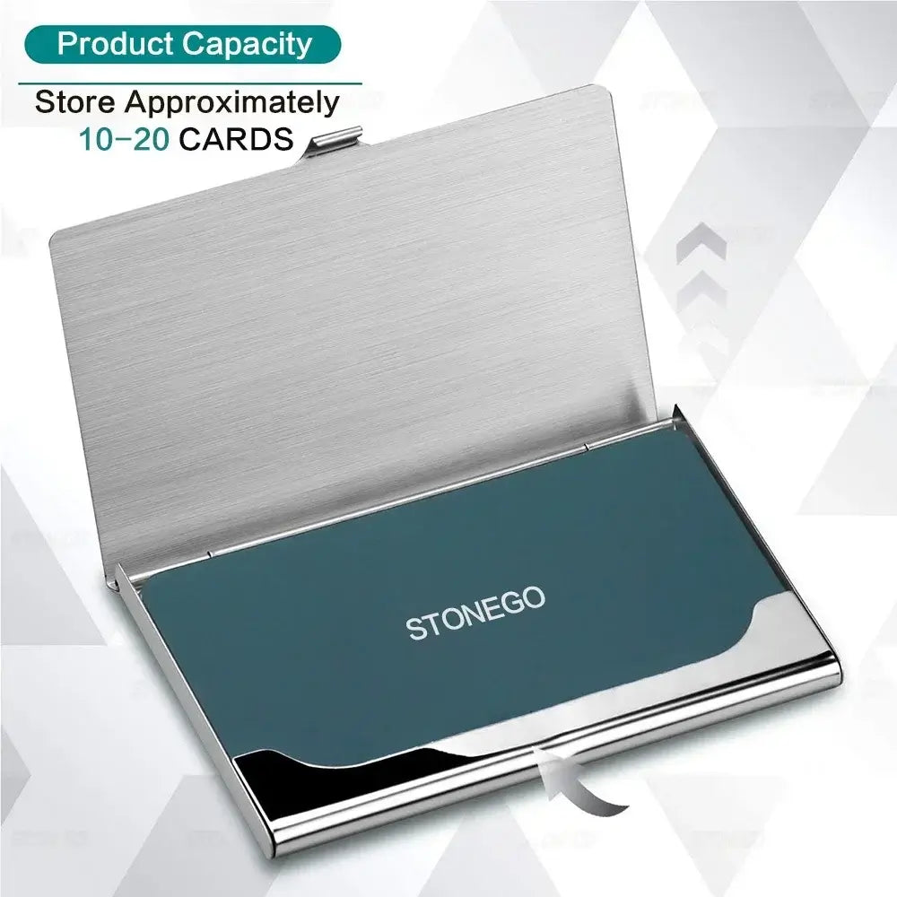 LYVIO Ultra Thin Silver Stainless Steel Business Card Holder