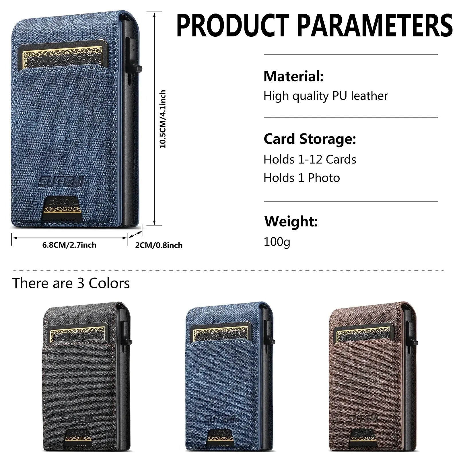 LYVIO Push-Out Faux Leather Card Holder Wallet 12 Cards