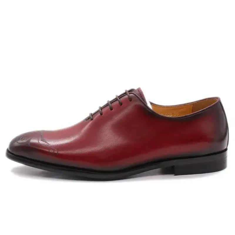 LYVIO Luxury Hand-Painted Red Genuine Leather Oxford Shoes