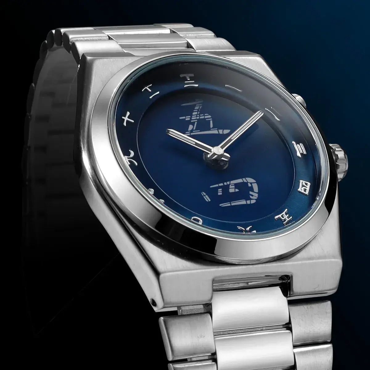 LYVIO Men's Stainless Steel Chinese Character Quartz Wristwatch
