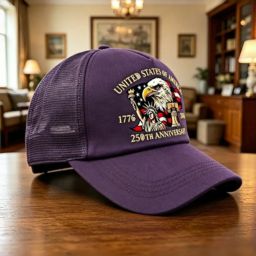 LYVIO US 250th Anniversary 1776-2026 Eagle Print Trucker Hat