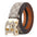 LYVIO Classic B Print Leather Ratchet Buckle Dress Belt