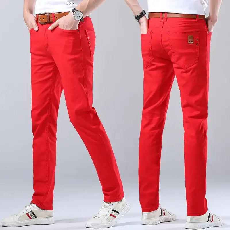 LYVIO Men's Classic Cotton Straight Stretch Slim Fit Denim Jeans