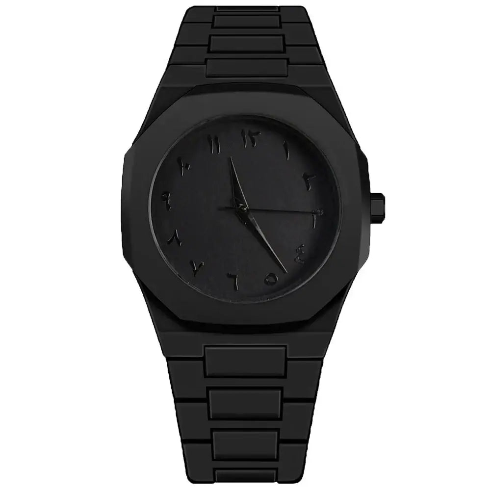 LYVIO Modern All-Black Arabic Digital Men's Quartz Sports Watch