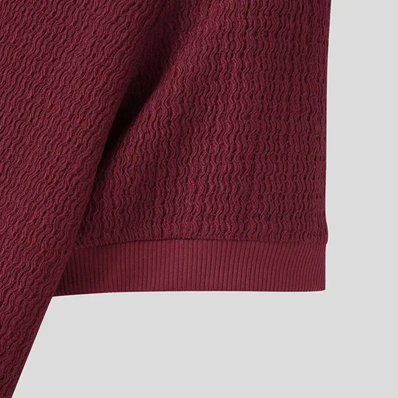 LYVIO Men's Slim Fit Solid Knitted Turtleneck Short Sleeve Shirt