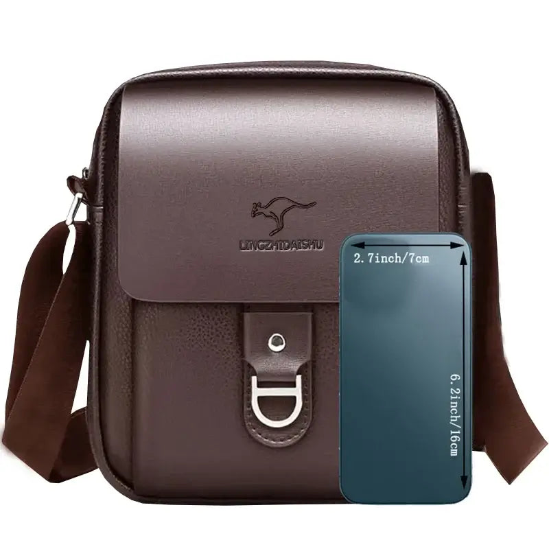 LYVIO Men's Multi-Color Leather Multi-Compartment Crossbody Bag