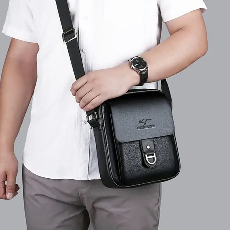 LYVIO Men's Multi-Color Leather Multi-Compartment Crossbody Bag
