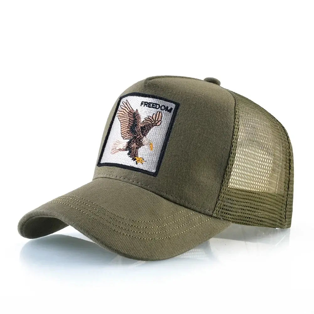 LYVIO Embroidered Goat Patch Adjustable Trucker Baseball Cap