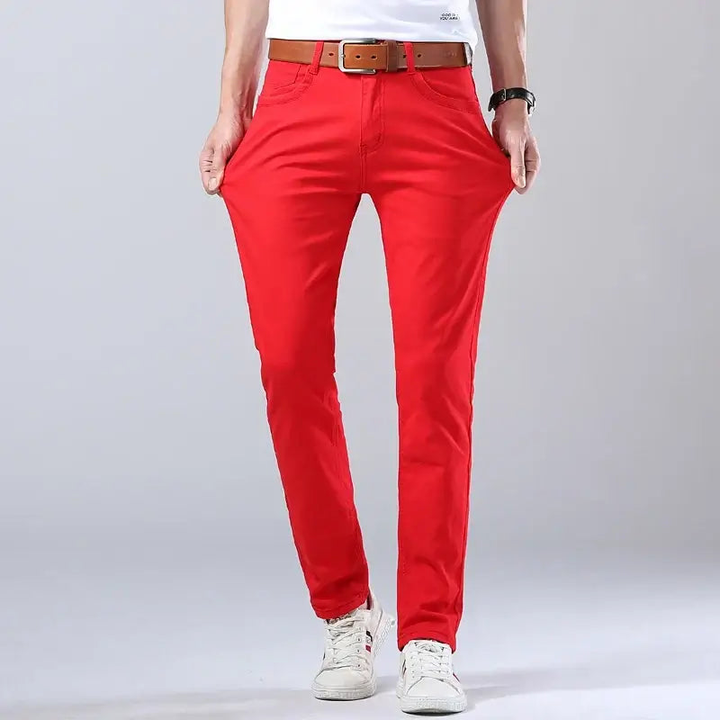 LYVIO Men's Classic Cotton Straight Stretch Slim Fit Denim Jeans