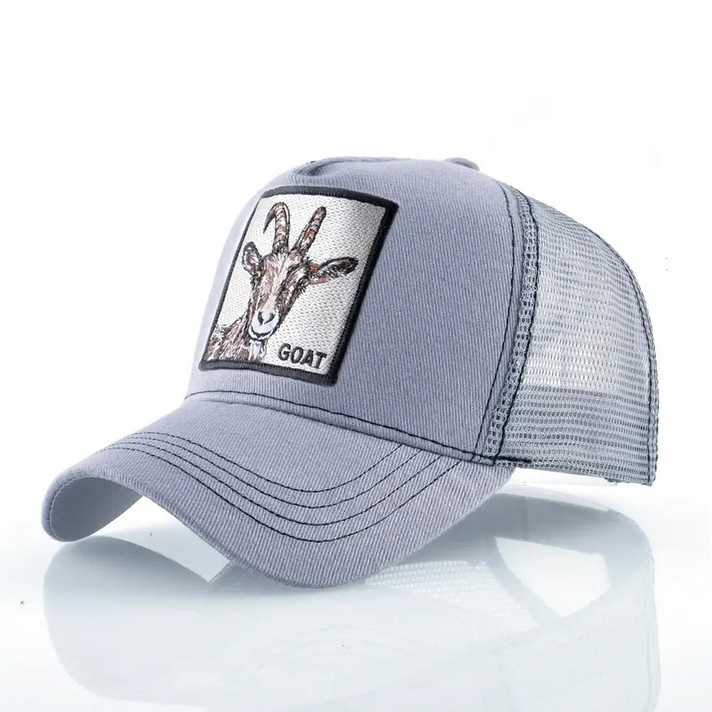 LYVIO Embroidered Goat Patch Adjustable Trucker Baseball Cap