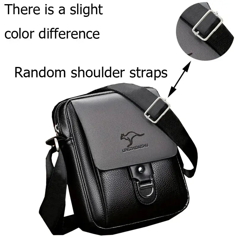 LYVIO Men's Multi-Color Leather Multi-Compartment Crossbody Bag