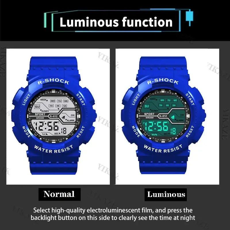 LYVIO Outdoor Sport Men's Large Screen LED Digital Wristwatch