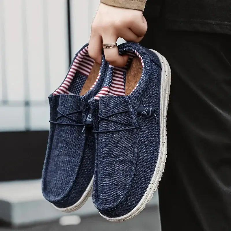 LYVIO Men's Canvas Slip-On Casual Non-Slip Moccasin Loafers