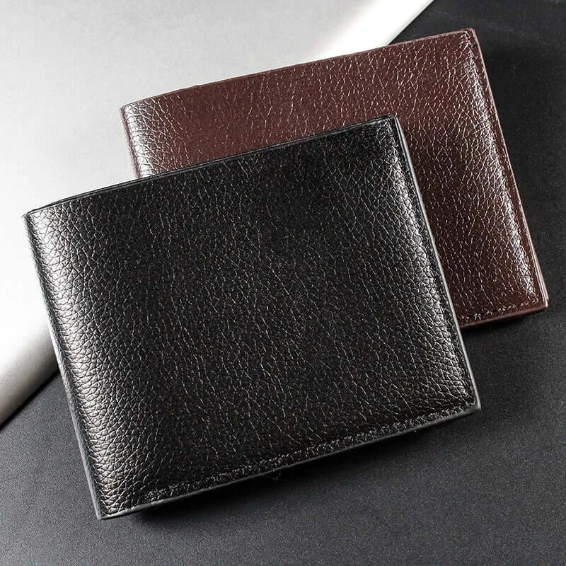 LYVIO Genuine Cowhide Leather Black Men's Wallet