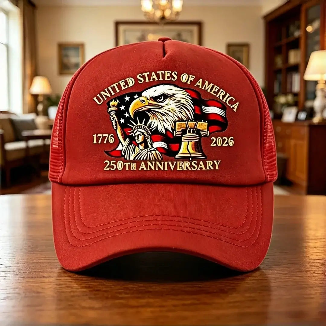 LYVIO US 250th Anniversary 1776-2026 Eagle Print Trucker Hat