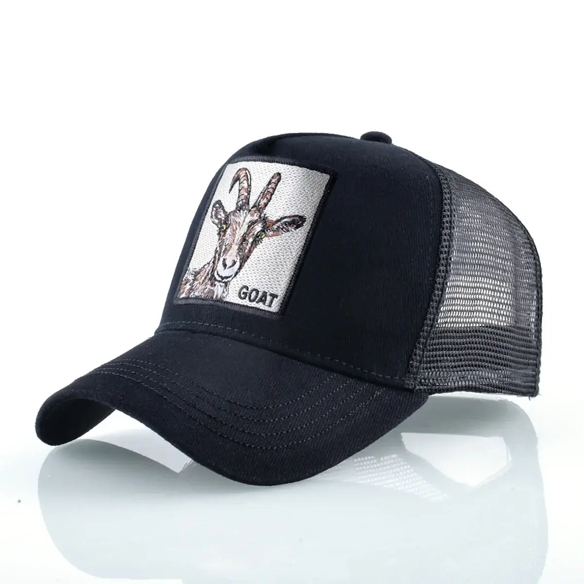 LYVIO Embroidered Goat Patch Adjustable Trucker Baseball Cap