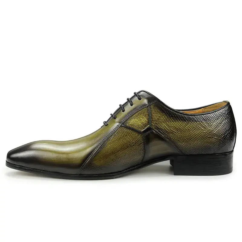 LYVIO Men's Leather Pointed Toe Formal Oxford Dress Shoes