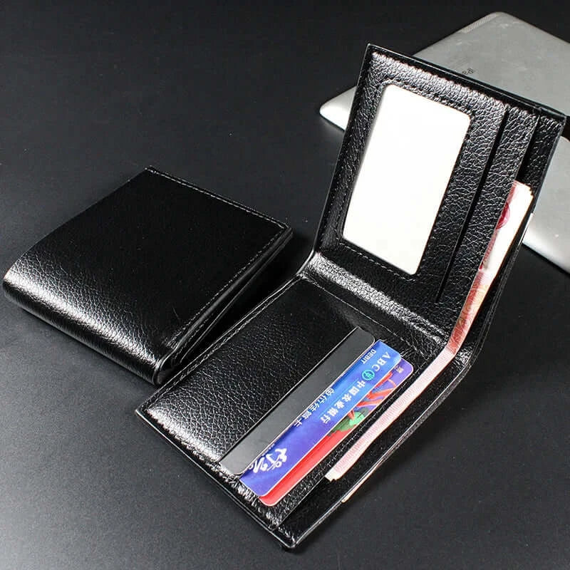 LYVIO Genuine Cowhide Leather Black Men's Wallet