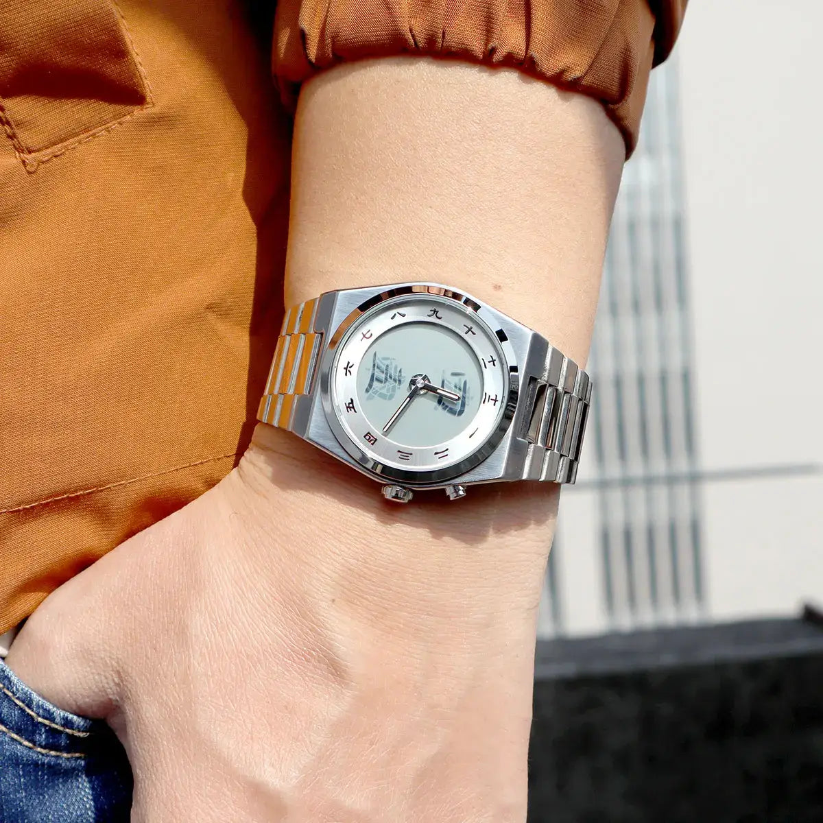 LYVIO Men's Stainless Steel Chinese Character Quartz Wristwatch