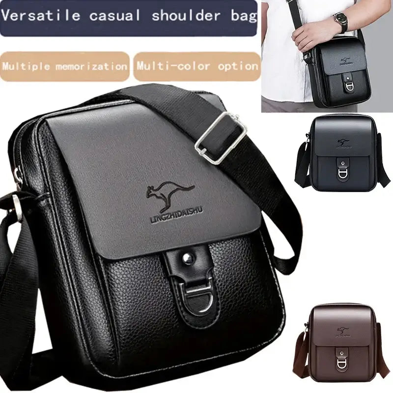 LYVIO Men's Multi-Color Leather Multi-Compartment Crossbody Bag
