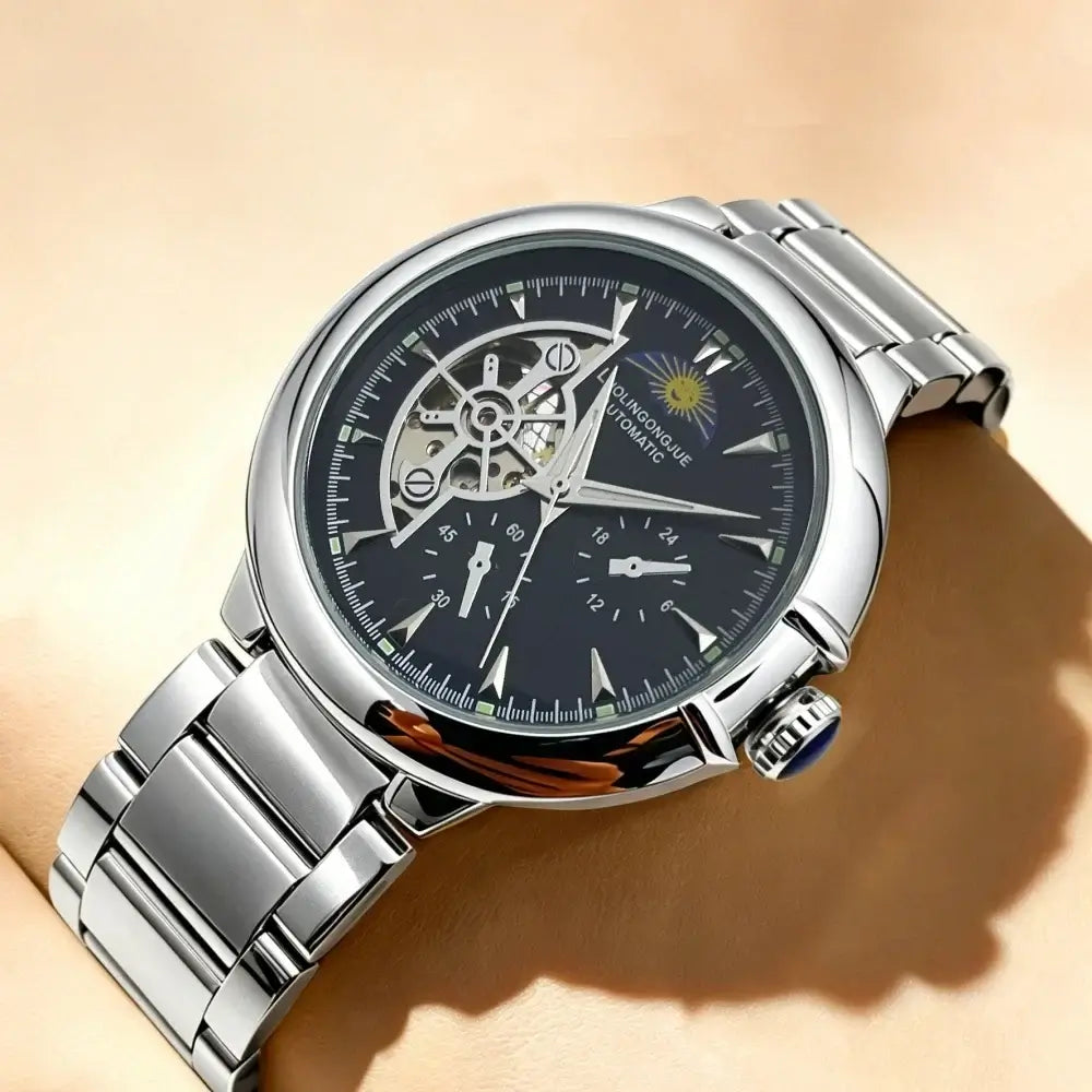 LYVIO High-End Skeleton Automatic Mechanical Steel Band Men's Watch