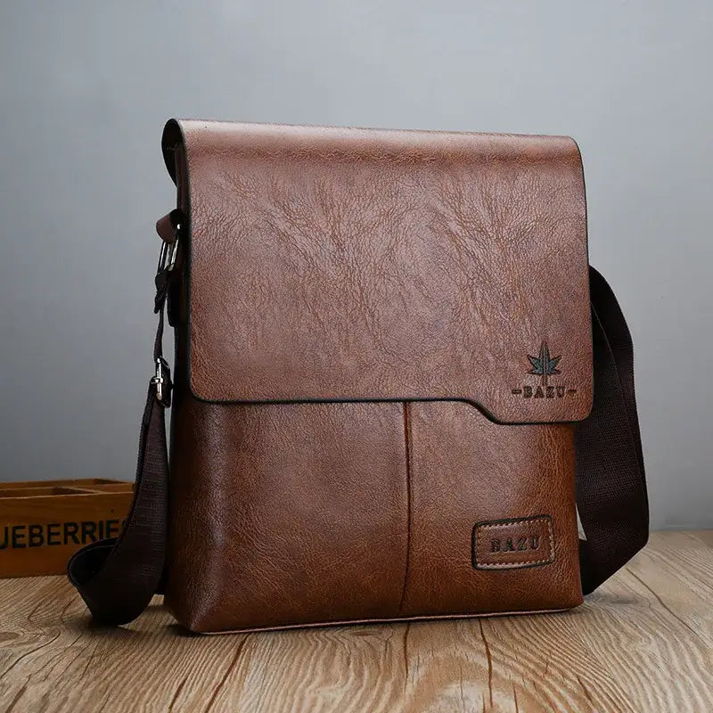 LYVIO Luxury Vintage Leather Messenger Crossbody Bag for Men