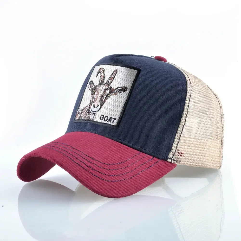 LYVIO Embroidered Goat Patch Adjustable Trucker Baseball Cap