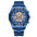 LYVIO Luxury Blue Hollow Out Stainless Steel Men's Quartz Watch