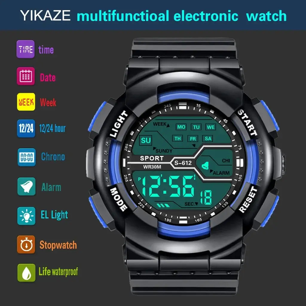LYVIO Outdoor Sport Men's Large Screen LED Digital Wristwatch