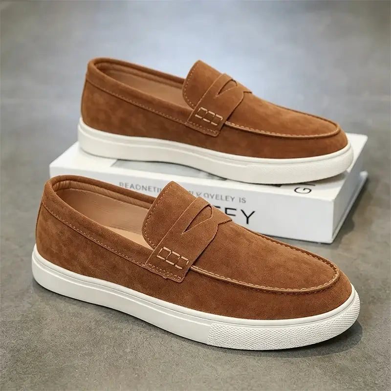 LYVIO Men's European Style Suede Casual Moccasin Loafers