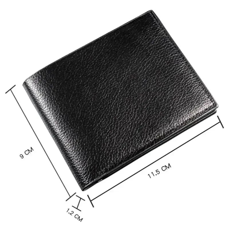 LYVIO Men's Short Black Artificial Leather Wallet