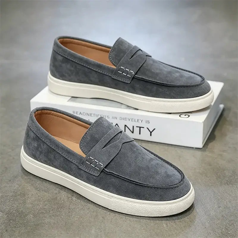 LYVIO Men's European Style Suede Casual Moccasin Loafers