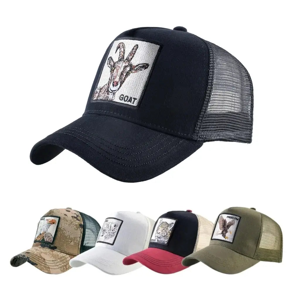 LYVIO Embroidered Goat Patch Adjustable Trucker Baseball Cap