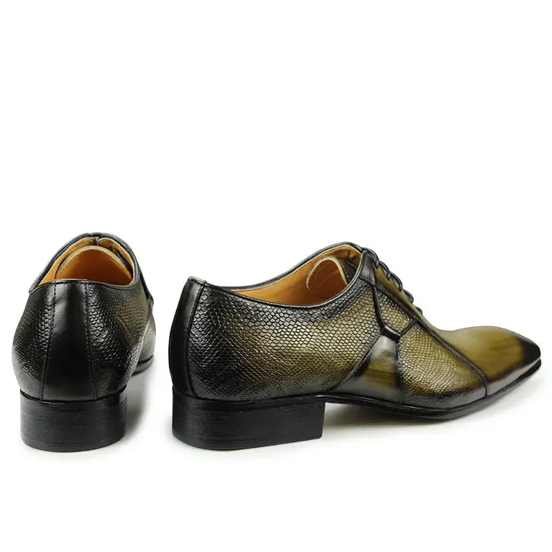 LYVIO Men's Leather Pointed Toe Formal Oxford Dress Shoes