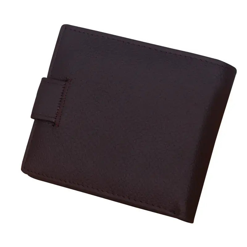LYVIO Genuine Cowhide Leather Men's Short Black Wallet