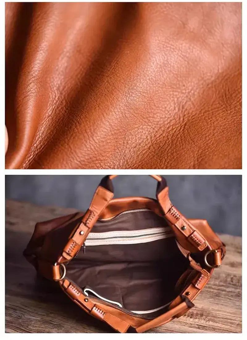 LYVIO Vintage Genuine Leather Men's Cowhide Messenger Bag