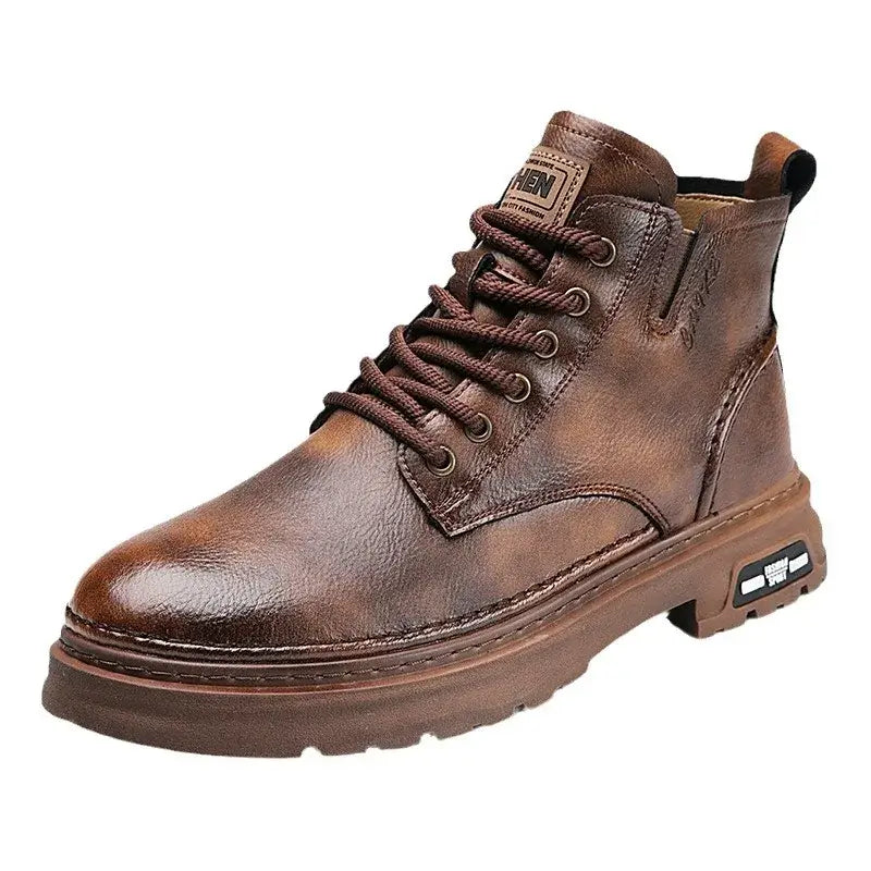 LYVIO Men's Retro Chunky Sole Mid-Cut Chelsea Boots