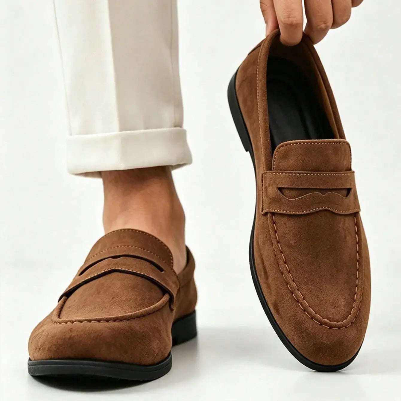 LYVIO Classic Suede Men's Slip-On Breathable Casual Loafers