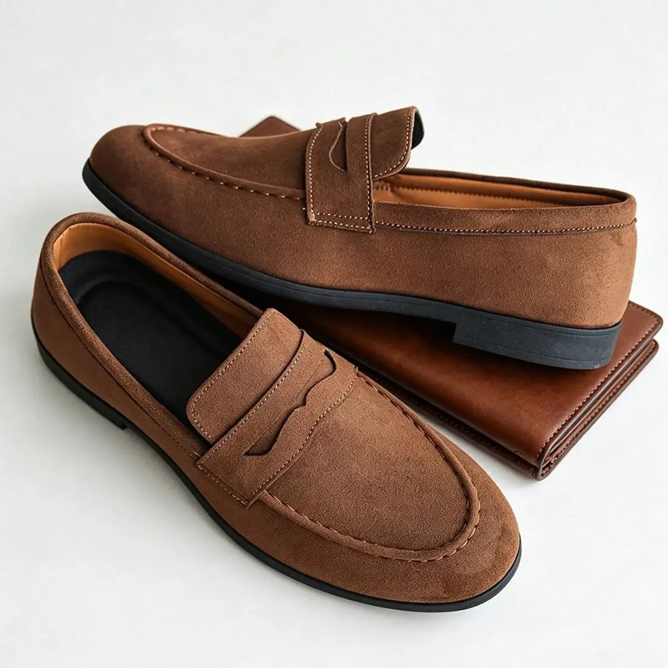 LYVIO Classic Suede Men's Slip-On Breathable Casual Loafers
