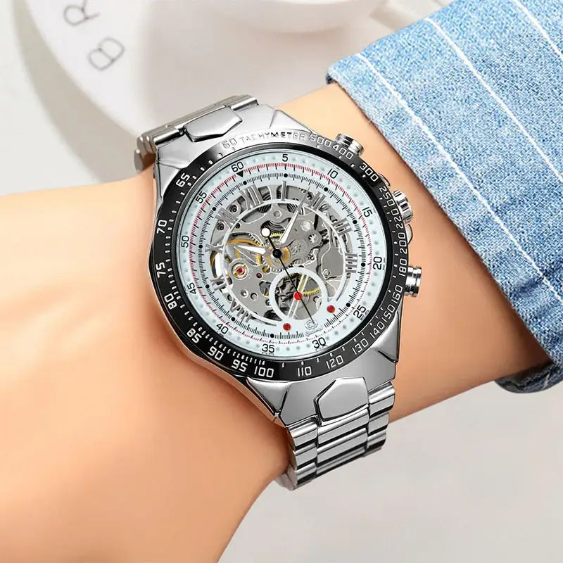 LYVIO Luxury Skeleton Automatic Mechanical Stainless Steel Men's Watch