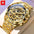 LYVIO OLEVS Gold Full Skeleton Stainless Steel Men's Watch