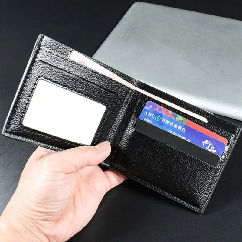 LYVIO Genuine Cowhide Leather Black Men's Wallet