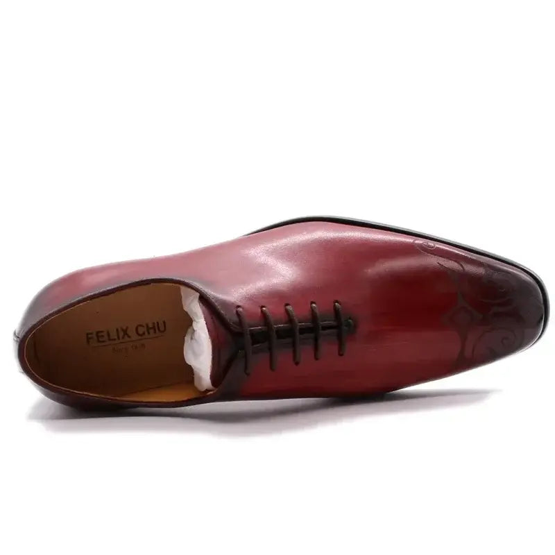 LYVIO Luxury Hand-Painted Red Genuine Leather Oxford Shoes