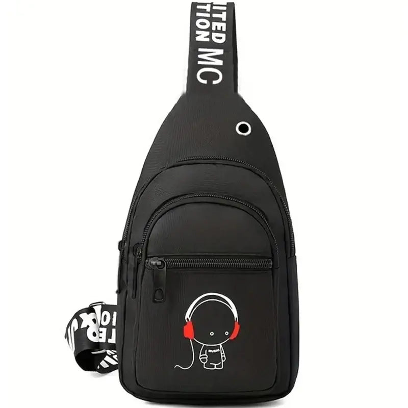 LYVIO Men's Double Zipper Letter Pattern Travel Backpack