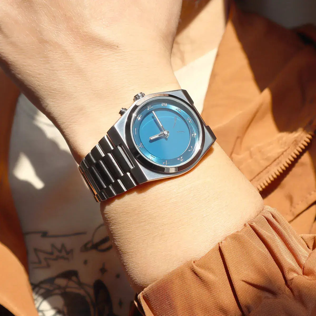 LYVIO Men's Stainless Steel Chinese Character Quartz Wristwatch