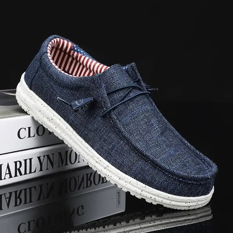 LYVIO Men's Canvas Slip-On Casual Non-Slip Moccasin Loafers