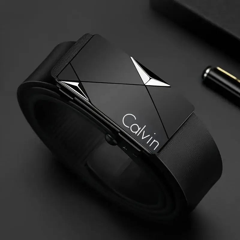 LYVIO Stylish Men's PU Leather Automatic Buckle Fashion Belt