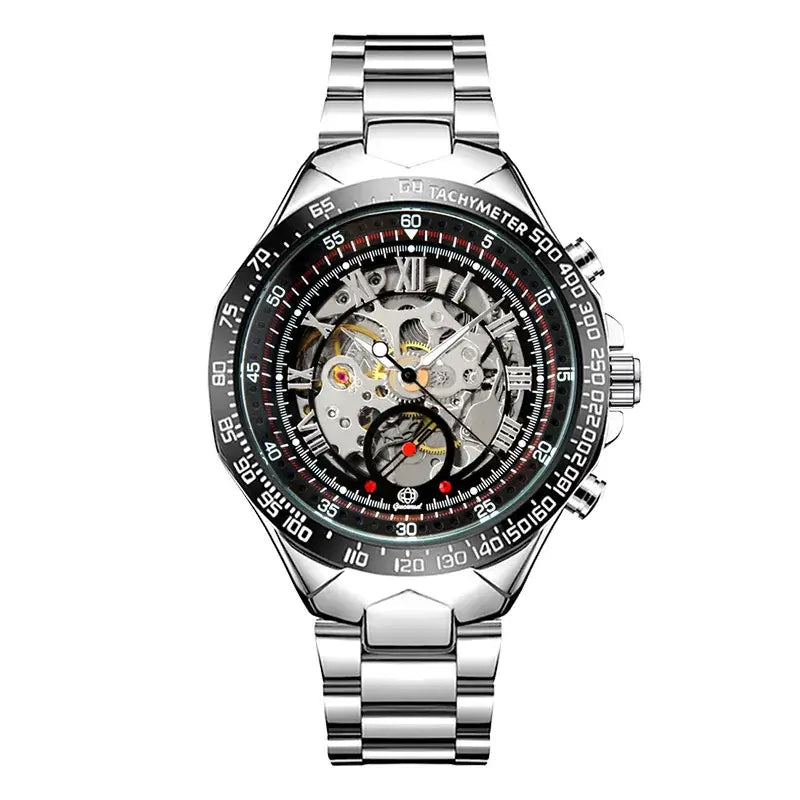 LYVIO Luxury Skeleton Automatic Mechanical Stainless Steel Men's Watch